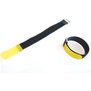 Klettband / Kabelbinder / Klettkabelbinder 25 x 2,0cm mit Metallöse - schwarz / gelb