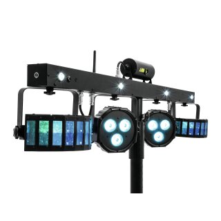 EUROLITE LED KLS Laser Bar FX-Lichtset - Bar mit 2 Derbys, 2 Spots, weißen Strobe-LEDs, Laser (RG, 2M), Fußschalter