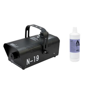 EUROLITE Set N-19 Nebelmaschine schwarz + A2D Action Nebelfluid 1l