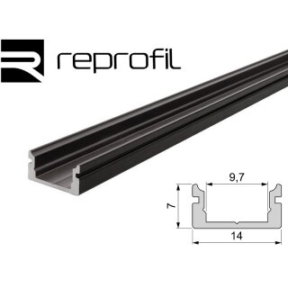 Reprofil U-Profil flach AU-01-08 - schwarz-matt - 100cm