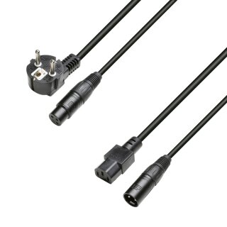 Adam Hall Cables 8101 PSAX 0500 Netz- und Audiokabel CEE7/7 & XLR female auf C13 & XLR male 3x1,5mm² 5m