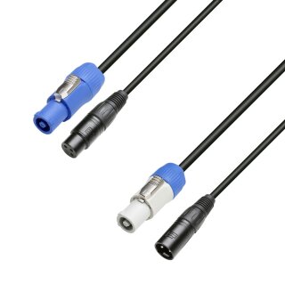 Adam Hall Cables 8101 PSDT 0150 Netz- & DMX Kabel Power Twist In & XLR female auf Power Twist Out & XLR male 1,5m