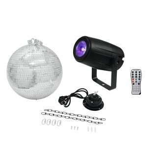 EUROLITE Set Spiegelkugel 30cm mit Motor + LED PST-5 QCL Spot sw