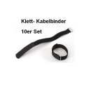 10er Set Klettband / Kabelbinder 80 x 5,0cm schwarz mit...