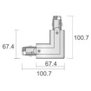 D Line 90°-Verbinder für 3-Phasen Schienensystem mit Wechselmechanik in grau