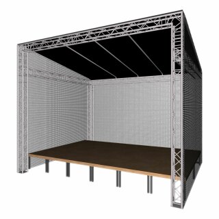 HOFKON Pultdachbühne ECO 6,0 m x 4,0 m (schwarz) mit Podesterie