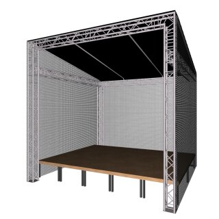 HOFKON Pultdachbühne ECO 5,0 m x 4,0 m (schwarz) mit Podesterie