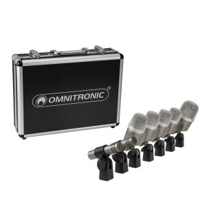 OMNITRONIC MIC 77-7LMH MK2 Schlagzeug-Mikrofonset - 7-teiliges Mikrofon-Komplettset für Drumsets